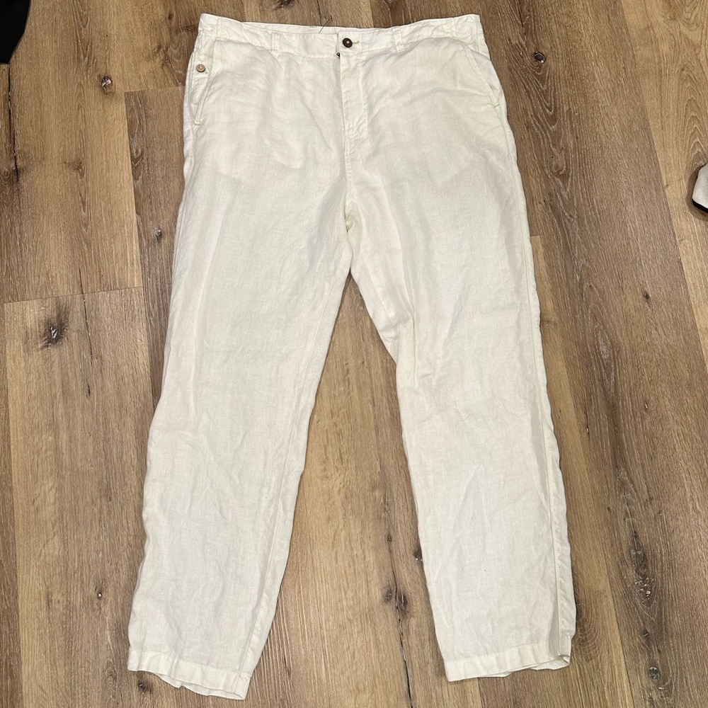 White linen pants.